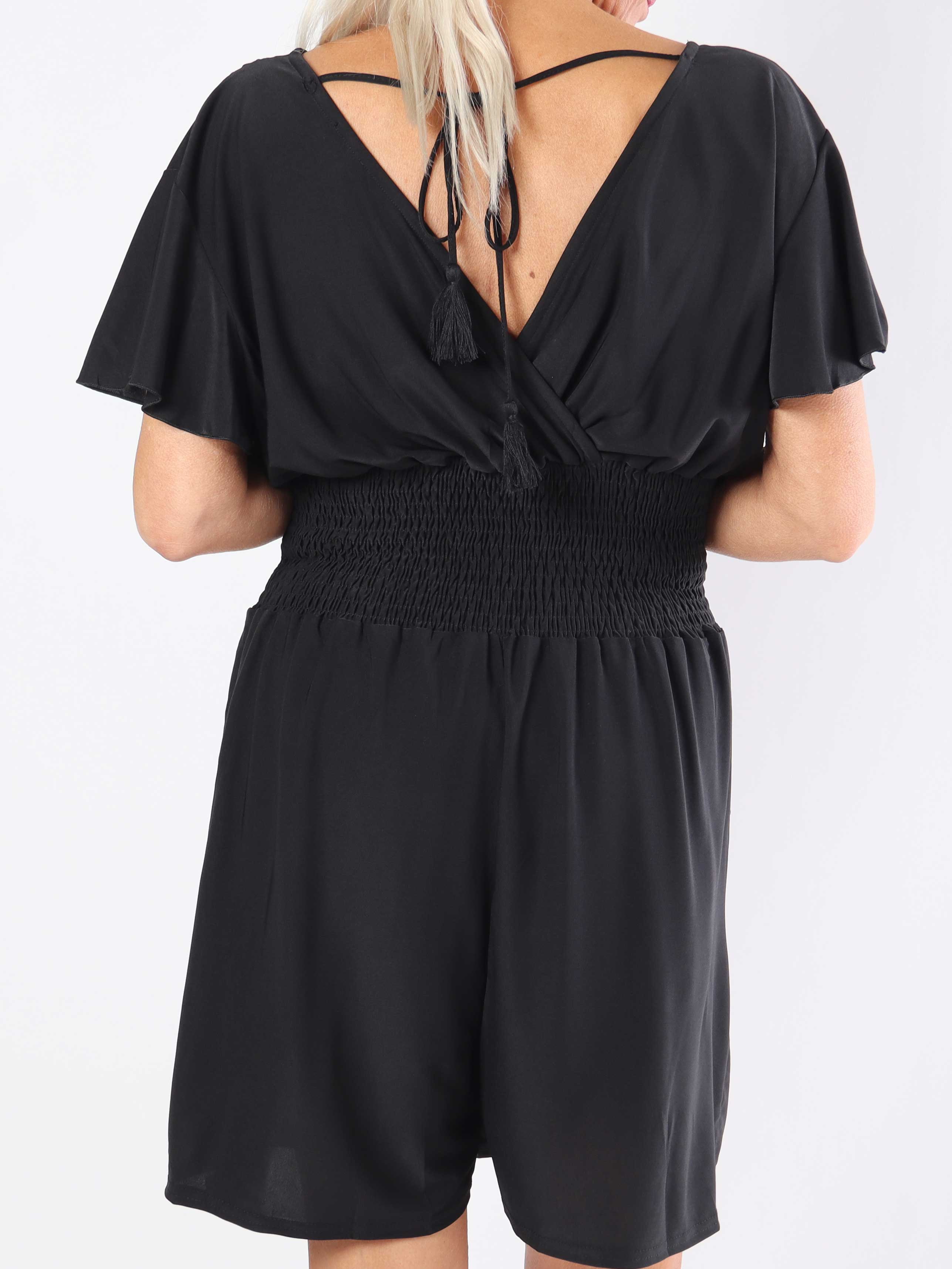 Pams Plain Playsuit - Elastisk plus size playsuit med lommer